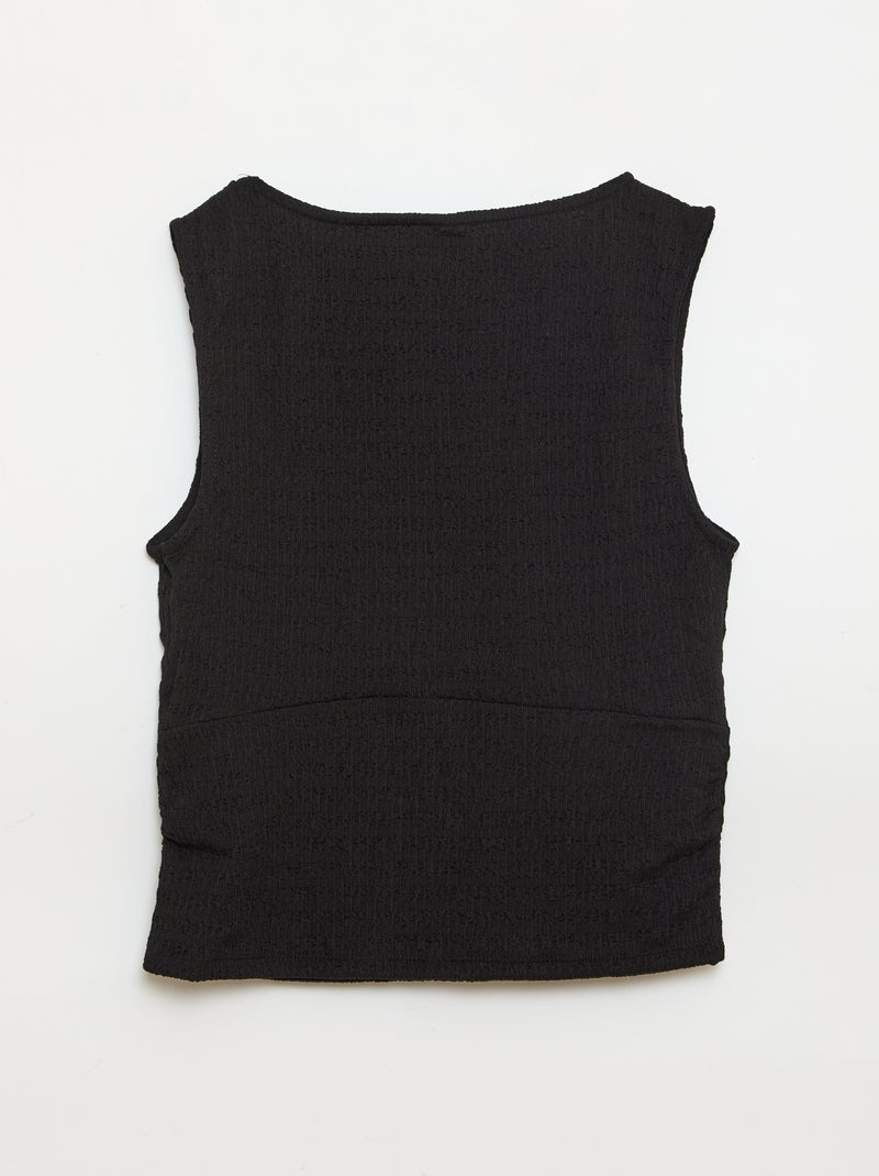 Top ajustado de tejido crepé Negro - Kiabi