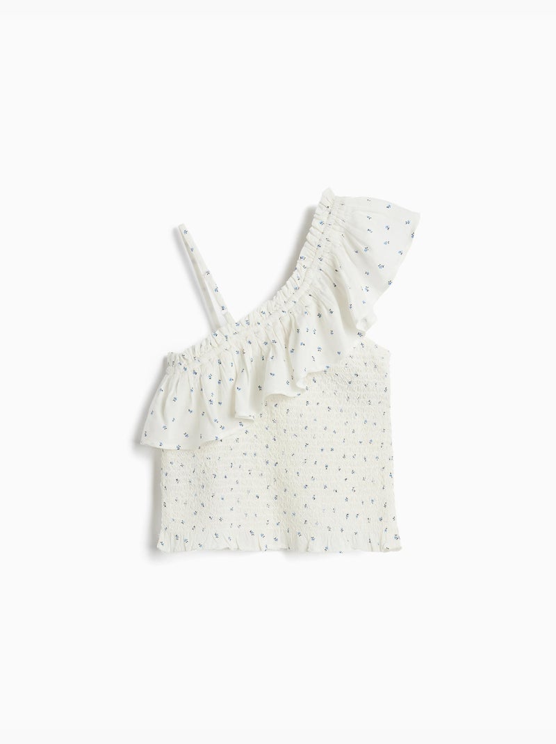 Top asimétrico con volantes, MO Fashion Blanco - Kiabi