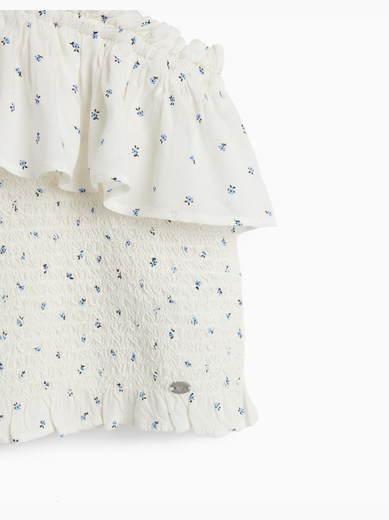 Top asimétrico con volantes, MO Fashion Blanco - Kiabi
