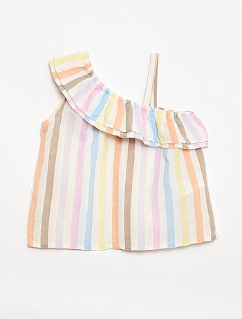 Top asimétrico de tirantes con volantes