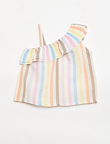 Top asimétrico de tirantes con volantes