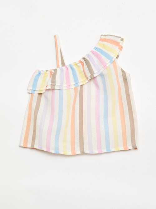 Top asimétrico de tirantes con volantes - Kiabi