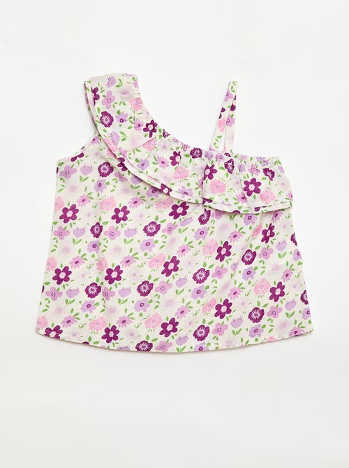 Top asimétrico de tirantes con volantes - Kiabi