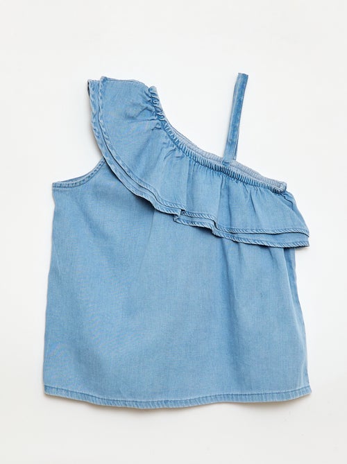 Top asimétrico de tirantes y cuello con volantes - Kiabi