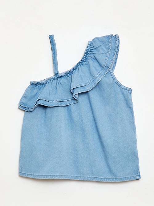 Top asimétrico de tirantes y cuello con volantes - Kiabi