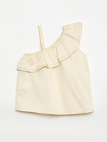 Top asimétrico de tirantes y cuello con volantes