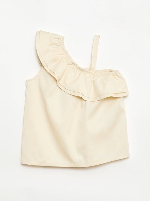 Top asimétrico de tirantes y cuello con volantes - Kiabi