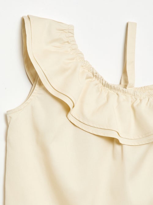 Top asimétrico de tirantes y cuello con volantes - Kiabi