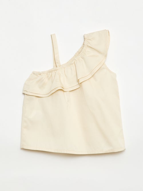 Top asimétrico de tirantes y cuello con volantes - Kiabi