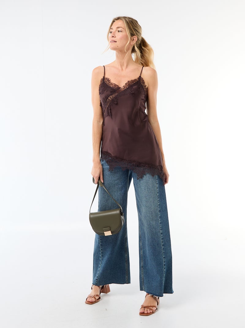 Top asimétrico lencero Marron - Kiabi