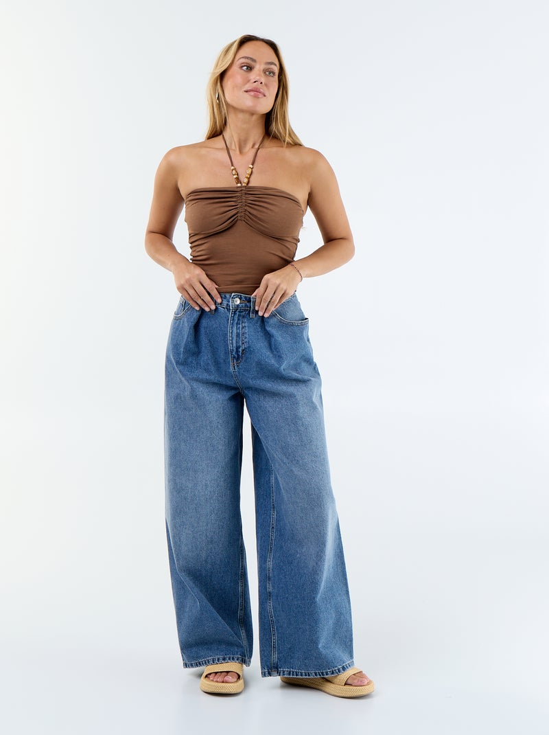 Top bandeau con cuello halter Marron - Kiabi