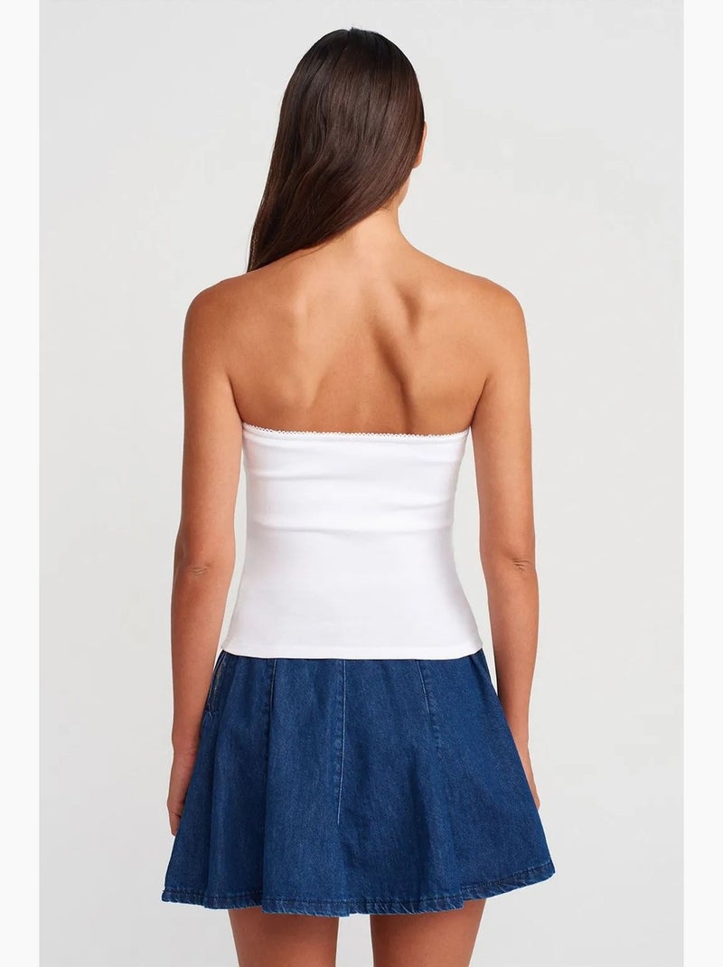 Top bandeau corto sin tirantes con detalle de lazo dilvin Blanco - Kiabi