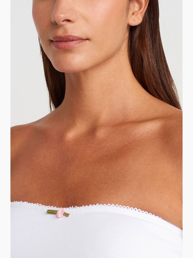 Top bandeau corto sin tirantes con detalle de lazo dilvin Blanco - Kiabi
