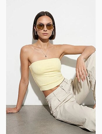 Top bandeau crop sin tirantes de mujer dilvin