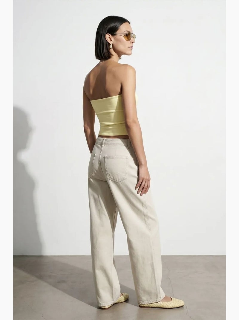 Top bandeau crop sin tirantes de mujer dilvin Amarillo limón - Kiabi