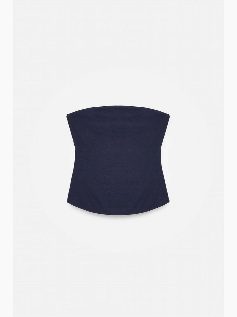 Top bandeau crop sin tirantes de mujer dilvin Azul marino - Kiabi