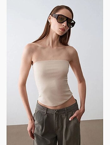 Top bandeau crop sin tirantes de mujer dilvin