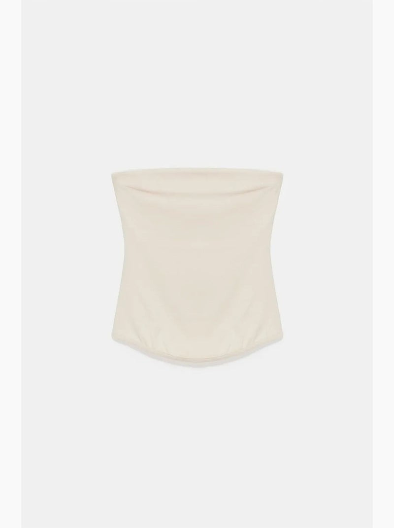Top bandeau crop sin tirantes de mujer dilvin Beige natural - Kiabi