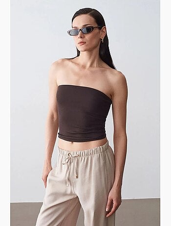 Top bandeau crop sin tirantes de mujer dilvin