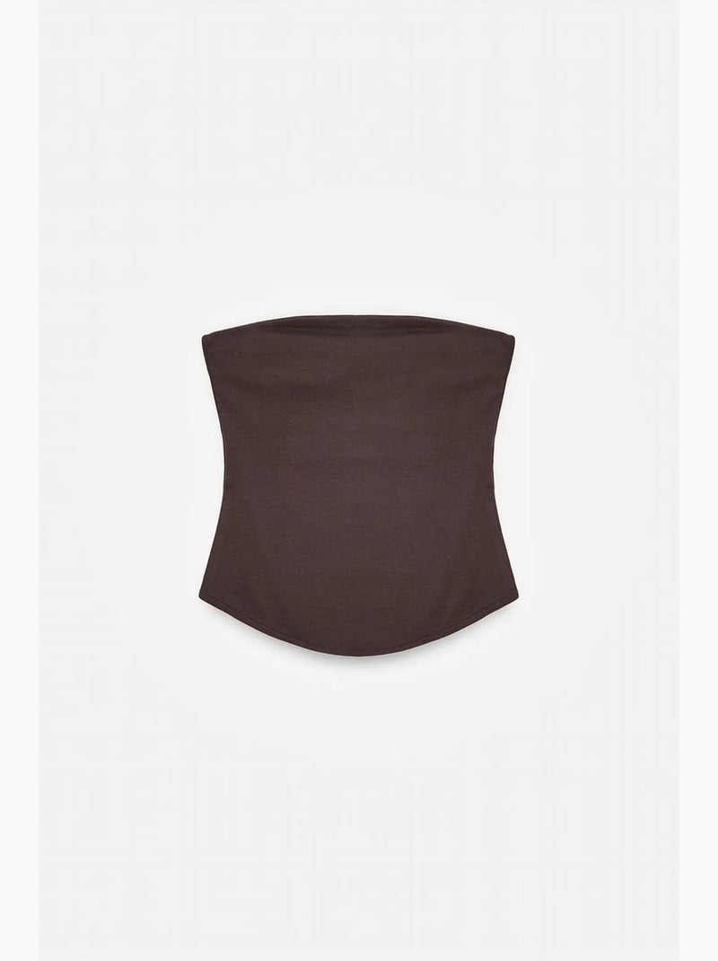 Top bandeau crop sin tirantes de mujer dilvin Marrón oscuro - Kiabi