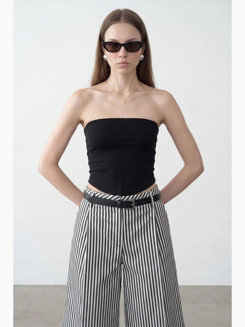 Top bandeau crop sin tirantes de mujer dilvin Negro - Kiabi