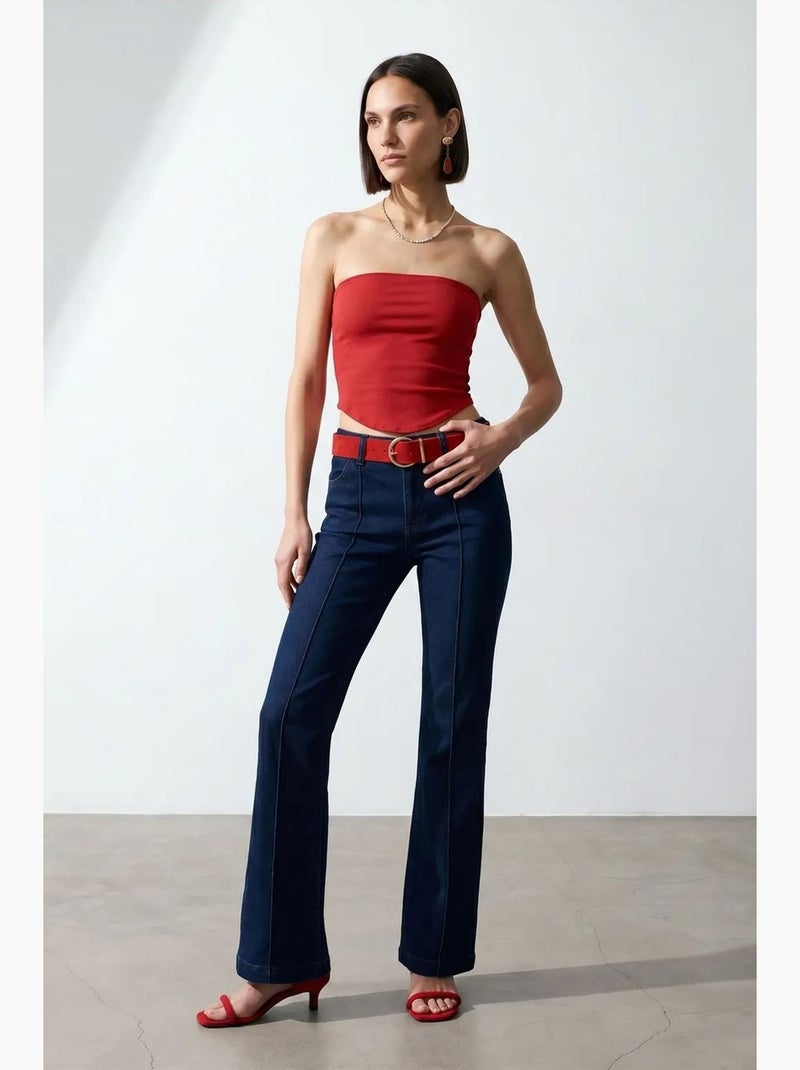 Top bandeau crop sin tirantes de mujer dilvin Rojo - Kiabi