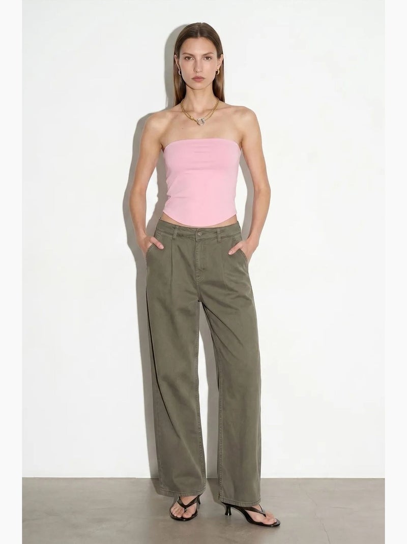 Top bandeau crop sin tirantes de mujer dilvin Rosa pálido - Kiabi