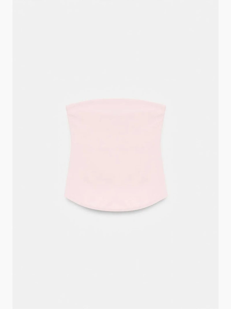 Top bandeau crop sin tirantes de mujer dilvin Rosa pálido - Kiabi