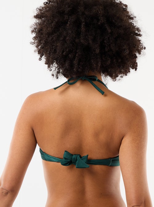 Top bandeau de bikini con detalle de flor en relieve - Kiabi