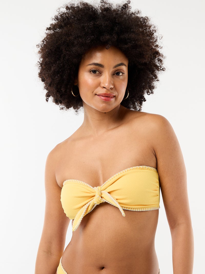 Top bandeau de bikini con pespuntes contrastados Amarillo - Kiabi