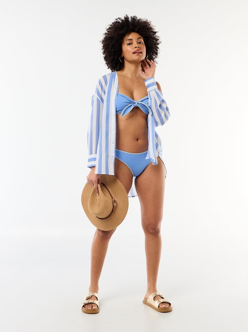 Top bandeau de bikini con pespuntes contrastados - Kiabi