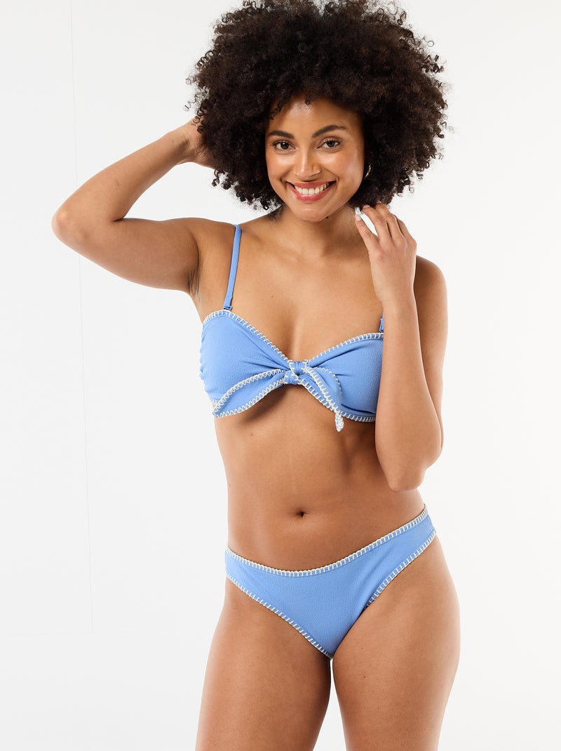 Top bandeau de bikini con pespuntes contrastados Azul - Kiabi