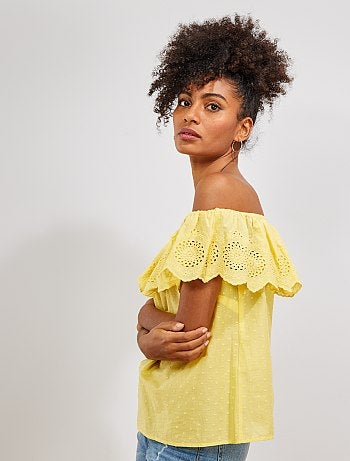 Top bardot con bordado inglés - Kiabi