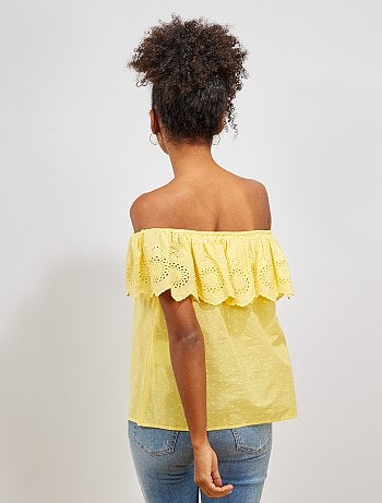 Top bardot con bordado inglés - Kiabi