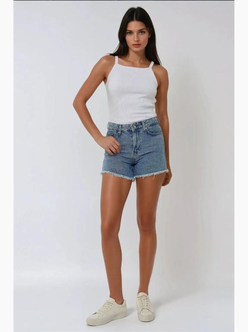 Top básico ajustado con cuello halter hiccup - Kiabi Top básico ajustado con cuello halter hiccup - Kiabi