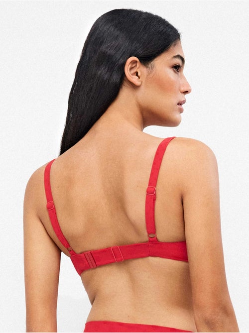 Top bikini aro, foam y espalda regulable, en jacquard de lunares - Kiabi