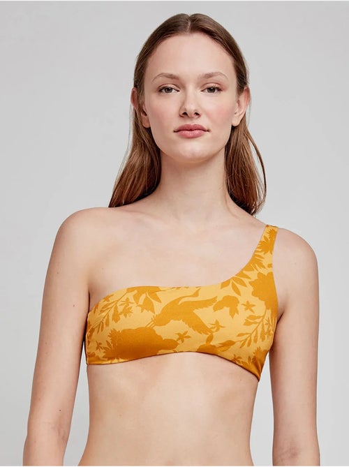 Top bikini asimétrico estampado, sin aro y con foam extraíble - Kiabi Top bikini asimétrico estampado, sin aro y con foam extraíble - Kiabi