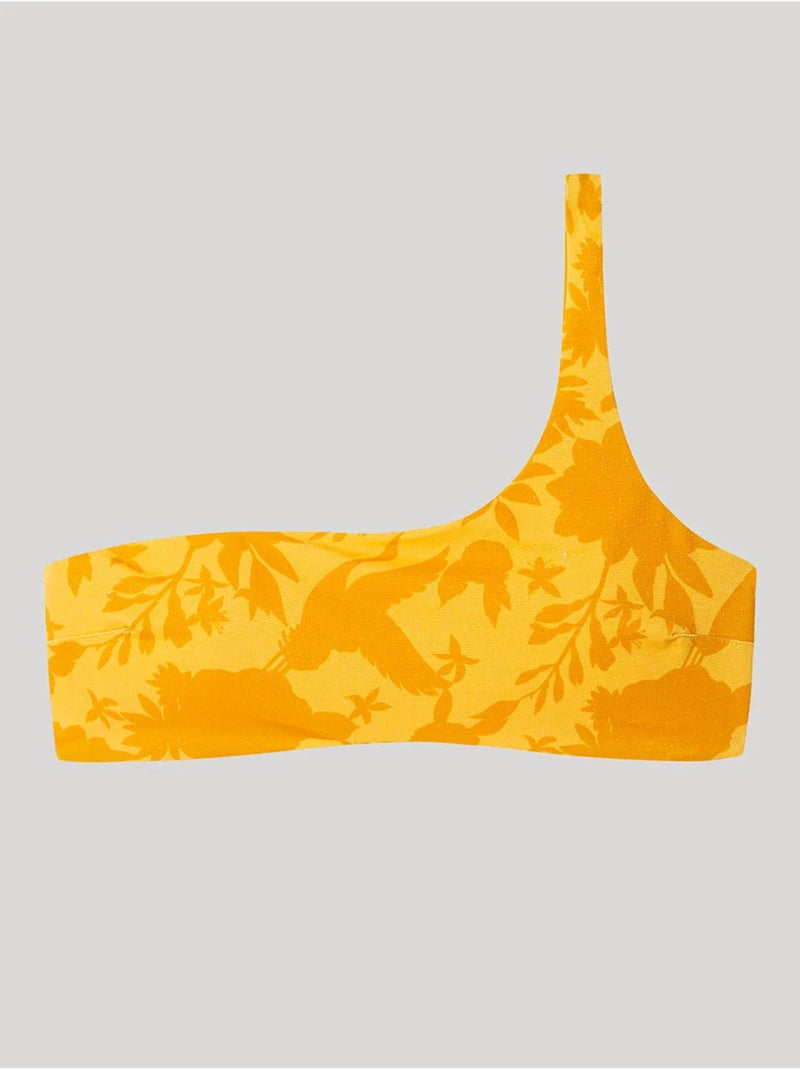 Top bikini asimétrico estampado, sin aro y con foam extraíble Amarillo - Kiabi