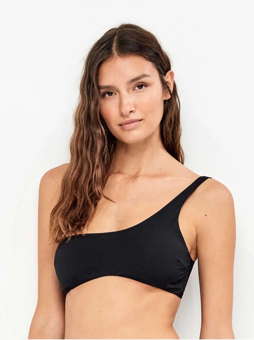 Top bikini asimétrico sin aro y foam extraíble en liso - Kiabi
