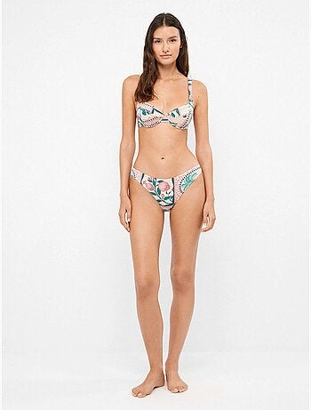Top bikini balconette con aro, foam, estampado y acabado brillo
