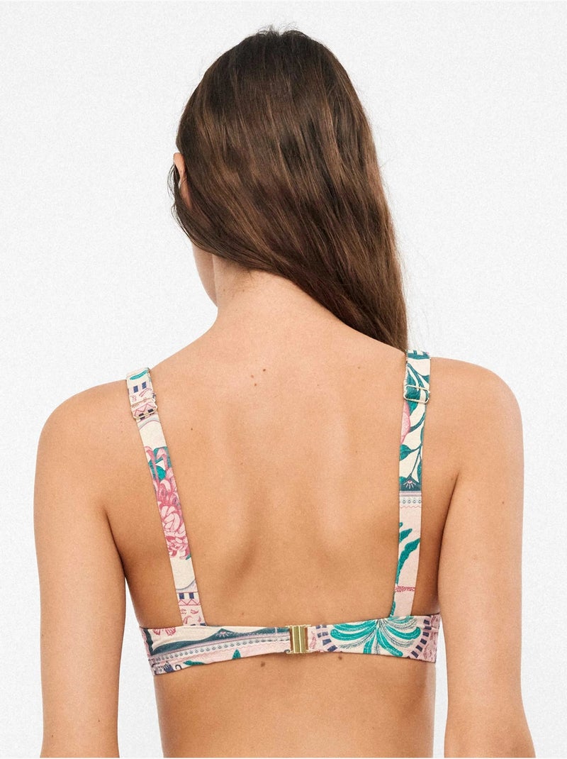 Top bikini balconette con aro, foam, estampado y acabado brillo Multicolor - Kiabi
