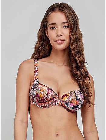 Top bikini balconette con aro, foam extraíble y estampado zodiaco