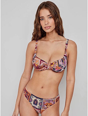 Top bikini balconette con aro, foam extraíble y estampado zodiaco