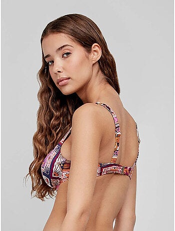 Top bikini balconette con aro, foam extraíble y estampado zodiaco