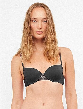 Top bikini balconette con aro y foam con detalle encaje en escote