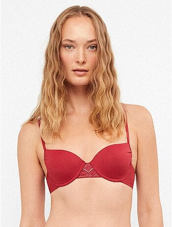 Top bikini balconette con aro y foam con detalle encaje en escote