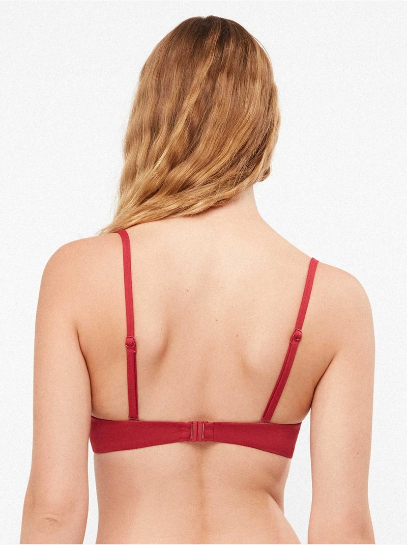 Top bikini balconette con aro y foam con detalle encaje en escote Rojo - Kiabi