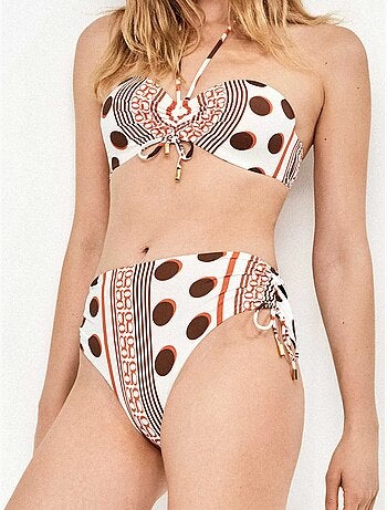 Top bikini bandeau con aro y foam estampado monogram