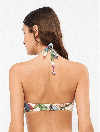 Top bikini bandeau con aro y foam estampado tropical