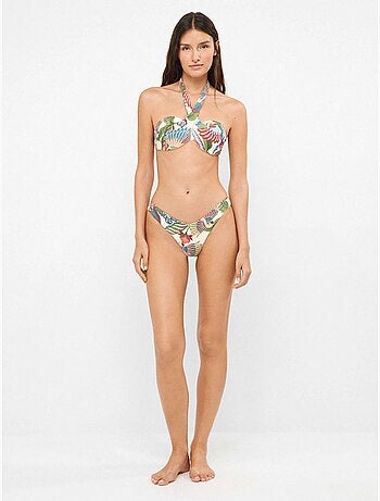 Top bikini bandeau con aro y foam estampado tropical